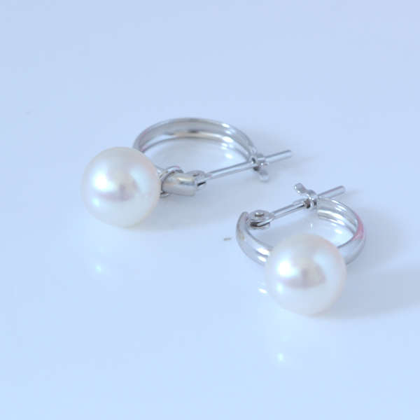 フープ パール ピアス K10ホワイトゴールド y130056