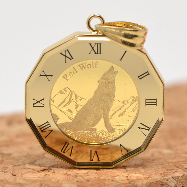 コイン ウルフ 狼 コンドル コイン ペンダント トップ 純金 金貨 K24 1/25オンス 24金 枠 18金 k18 y200015