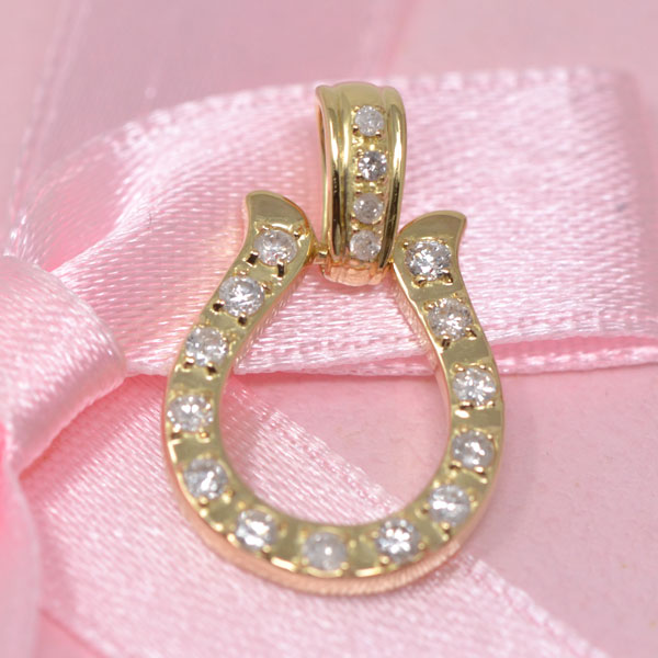 馬蹄 ペンダント 18金 K18 18K ゴールド オシャレな ホースシュー ダイヤモンド 0.30ct シンプル 幸運 ギフト プレゼント y220230