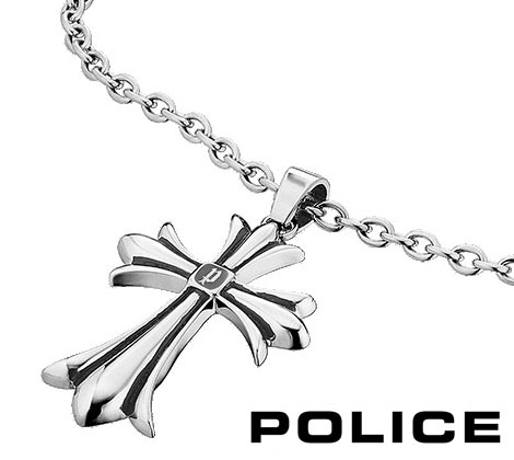 POLICE  ポリス　25154PSS01　GRACE  large　ステンレス　レザー　シルバー　クロス 十字架　ネックレス　ペンダント　アクセサリー メンズ 男性 Lサイズ ギフト　プレゼント 【送料無料】
