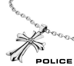 POLICE  ポリス　25154PSS01　GRACE  large　ステンレス　レザー　シルバー　クロス 十字架　ネックレス　ペンダント　アクセサリー メンズ 男性 Lサイズ ギフト　プレゼント 【送料無料】