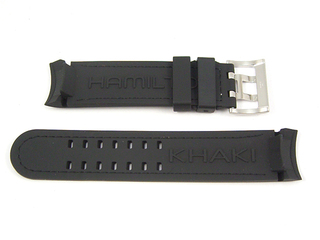H691776106/カーキエックスウインド用ブラックラバーベルト22mm 