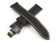 ハミルトン純正ベルト22mm/レイルロードオートクロノ用ブラックプレスカーフベルトH600406105