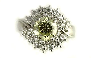 イエローダイヤモンド リング 1.457ct ラウンドブリリアントカット Pt900
