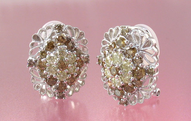 ブラウン＆イエローダイヤ ピアス＆イヤリング K18WG 画像