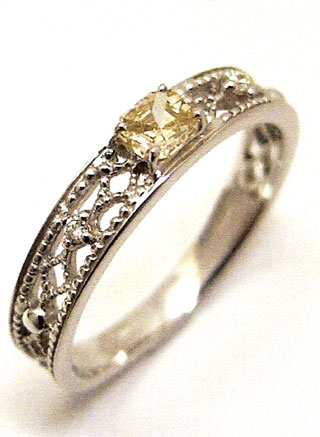 【淡いシャンパン系】 オクタゴナルブリリアントカット ダイヤモンド ルース 0.165ct 【お客様の声 掲載】