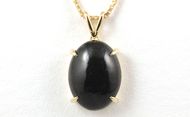 ネフライト ペンダントトップ 7.437ct K18YG 【 軟玉,天然アクチノライトトレモライト,ジェード,ジェイド,黒翡翠,ひすい,ヒスイ,逆四分ゴールド,18金イエローゴールド 】 (チェーン別売) 【 送料無料 】