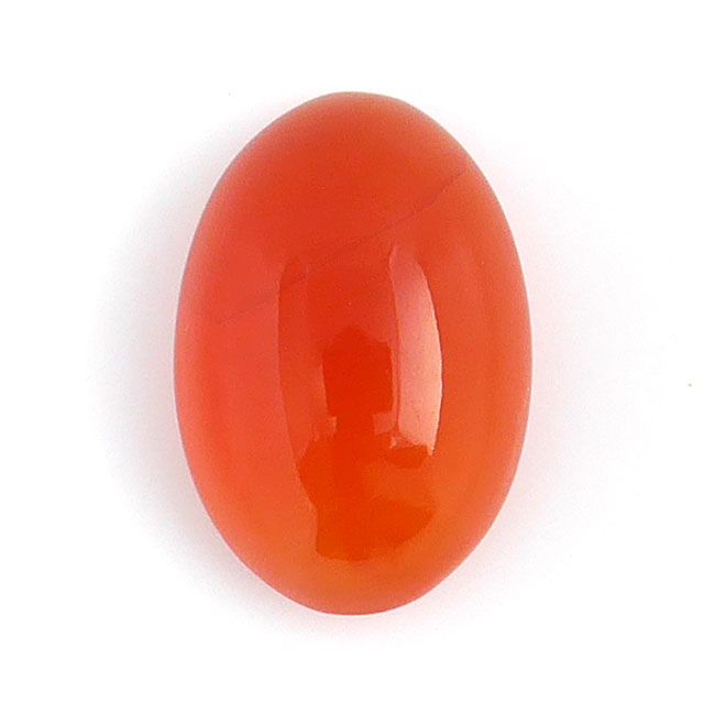 カーネリアン ルース 5.721ct, オーバル・カボション, 日本宝石科学協会 （紅玉髄、Carnelian、コーネリアン（Cornelian）、メッカ・ストーン（Mecca Stone））