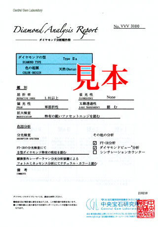 グレーディング・レポート(鑑定書) と ダイヤモンド・タイプ(型)記載・サブレポート