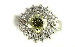 イエローダイヤモンド リング 1.457ct ラウンドブリリアントカット Pt900