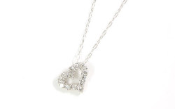 天然ダイヤモンド 0.20ct ペンダントネックレス 18金ホワイトゴールド (ハート/メレーダイヤモンド/ラウンドカットのダイヤモンド/K18WG) 【 送料無料 】