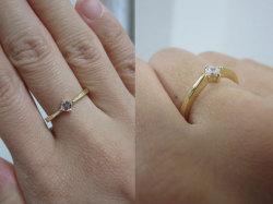 天然ダイヤモンド リング(指輪) 0.176ct, Dカラー, VS-1, スクエア・エメラルド・カット K18YG ( 18金イエローゴールド ) 【 中央宝石研究所ソーティング袋付 】 【 送料無料 】