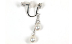 K18WG ダイヤ&パール(2粒) 片耳用イヤリング　加工