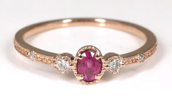 ルビー リング(指輪) 18金ピンクゴールド(K18PG) 【 アンティーク風&華奢デザイン 】 【 送料無料 】