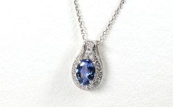 タンザナイト ペンダントネックレス 0.70ct K18WG(18金ホワイトゴールド) 角あずきチェーン( スライドタイプ全長45cm ) 9月1日の誕生日石/12月の誕生石 【 送料無料 】