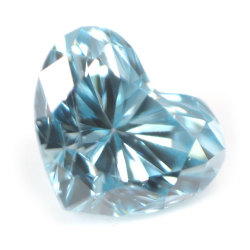 ブルーダイヤモンド (トリートメント) ルース(裸石) 0.054ct Fancy Intense Greenish Blue VS-1 ハートシェイプ 中央宝石研究所ソーティング (アイスブルー)