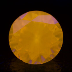 【蛍光性がストロング・オレンジ】天然イエローダイヤモンド ルース(裸石) 0.260ct, Fancy Deep Brownish Yellow, SI-1, ラウンドブリリアントカット, 中央宝石研究所 【送料無料】