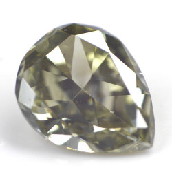 カメレオンダイヤモンド ルース ( 裸石 ) ( 天然 / ナチュラル ) 0.105ct, Fancy Gray Green, VS-2, ペアシェイプ, AGTジェムラボラトリー 【 送料無料 】