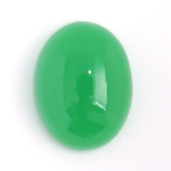 クリソプレーズ ルース 9.352カラット(9.352ct), オーバル・カボション, 日本宝石科学協会 (Chrysoprase,緑玉髄,緑翠,翠緑玉)