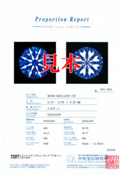 「グレーディング・レポート(鑑定書)」 + 「ハート＆キューピッドプロポーションレポート等」