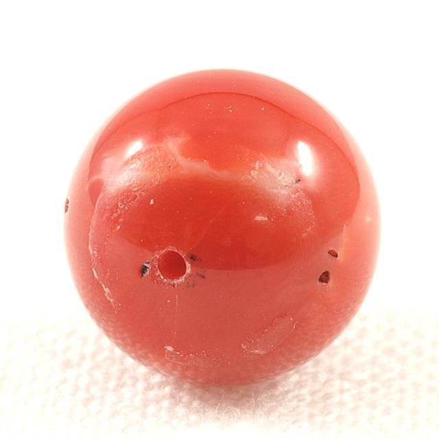 宝石 天然サンゴ 天然サンゴ ルース(裸石) 1.8g 球形 朱色 ( 珊瑚 さんご コーラル