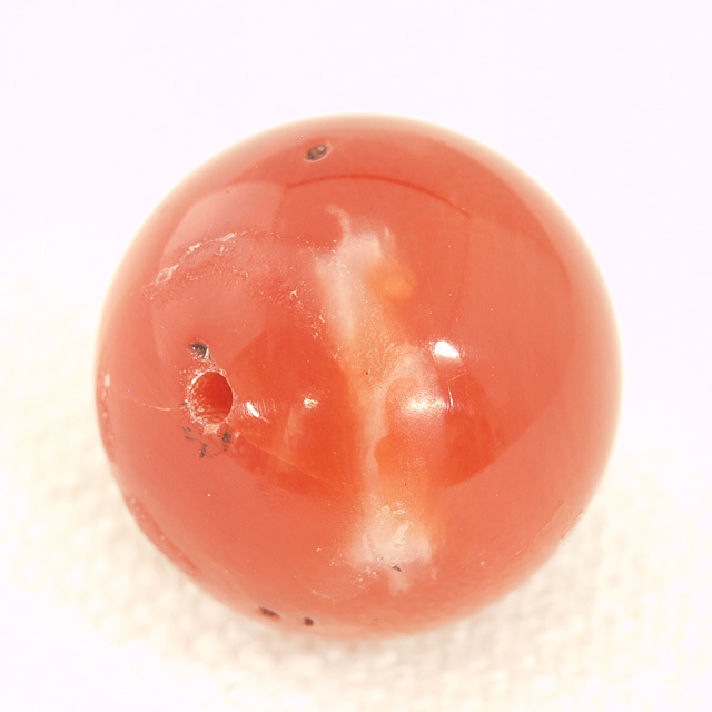 天然サンゴ ルース 裸石 1 8g 球形 朱色 珊瑚 さんご コーラル Coral 日本宝石科学協会ソーティング 3月 誕生石 送料無料