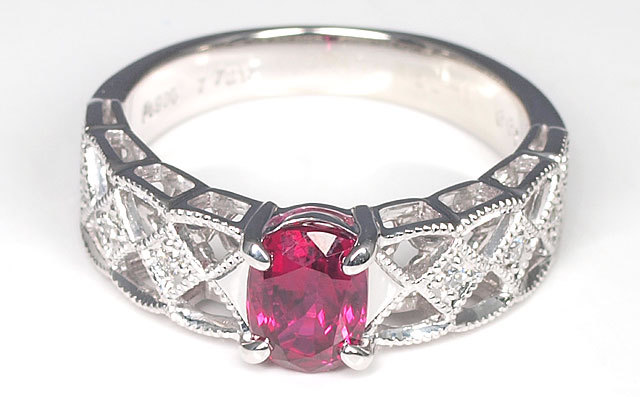 ルビーリング Pt900/ルビー/ダイヤモンド ジュエリー Pt900 ルビー  