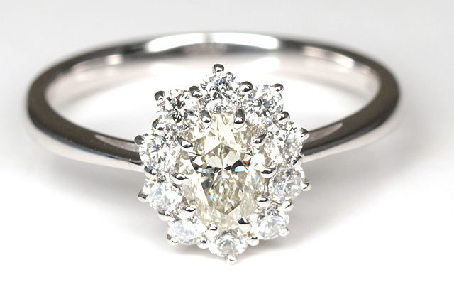 Lカラーダイヤモンド リング(指輪) 0.446ct, L, SI-1, オーバル 