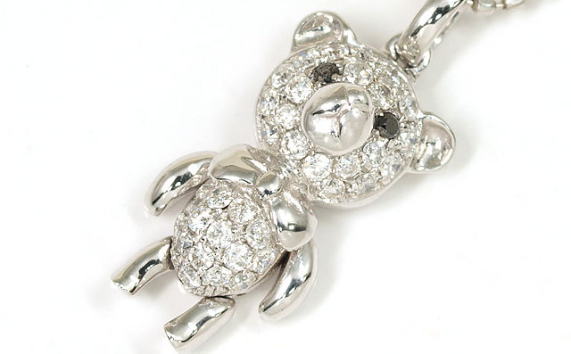 K18WG ブラックダイヤ(トリートメント) ダイヤ ペンダントネックレス