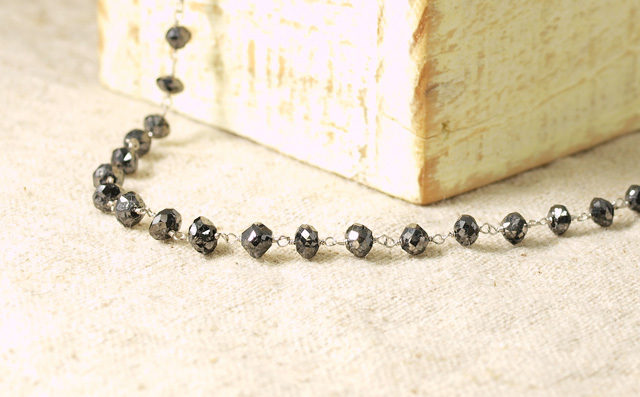 ブラックダイヤモンド(トリートメント)・ビーズ・ネックレス 15.00ct 