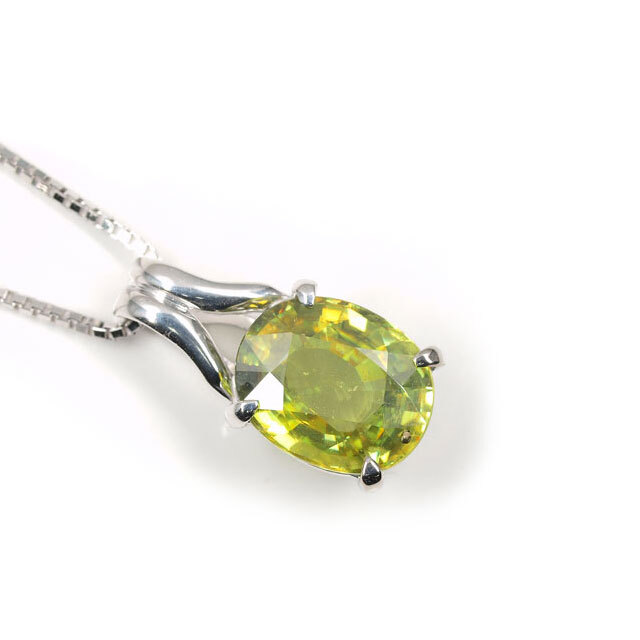 4/美品 届か Pt900 スフェーン3.50ct ダイヤ計0.38 ペンダントトップ