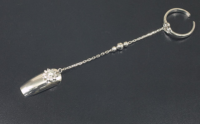 取扱終了】ネイルチップ ( つけ爪 ) 天然ダイヤモンド 0.43ct プラチナ