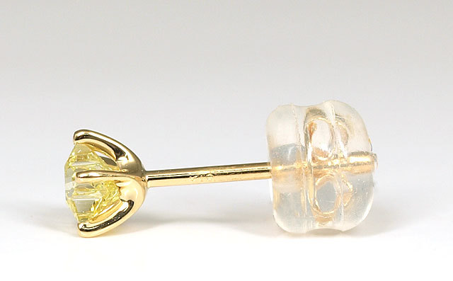 Octagon 誤魔化せ 八角形 天然イエローダイヤモンド SI-1 K18 片耳ピアス 