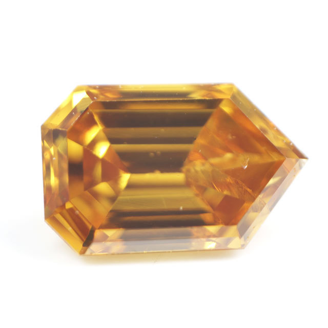 天然イエローダイヤモンド ルース(裸石) 0.097ct, Fancy Deep Orange 