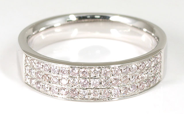 天然ピンクダイヤモンド 0.28ct パヴェ・リング K18WG(18金ホワイト  