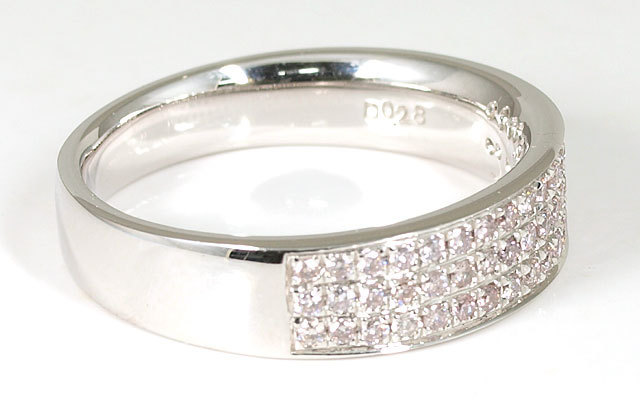 天然ピンクダイヤモンド 0.28ct パヴェ・リング K18WG(18金ホワイト  