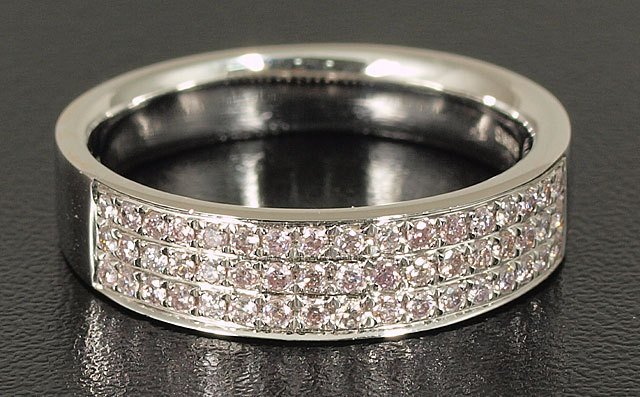 天然ピンクダイヤモンド 0.28ct パヴェ・リング K18WG(18金ホワイト  