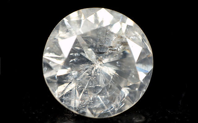 天然ダイヤモンド ルース (裸石) 0.494ct, Gカラー, I-2, Fair 【 中央  