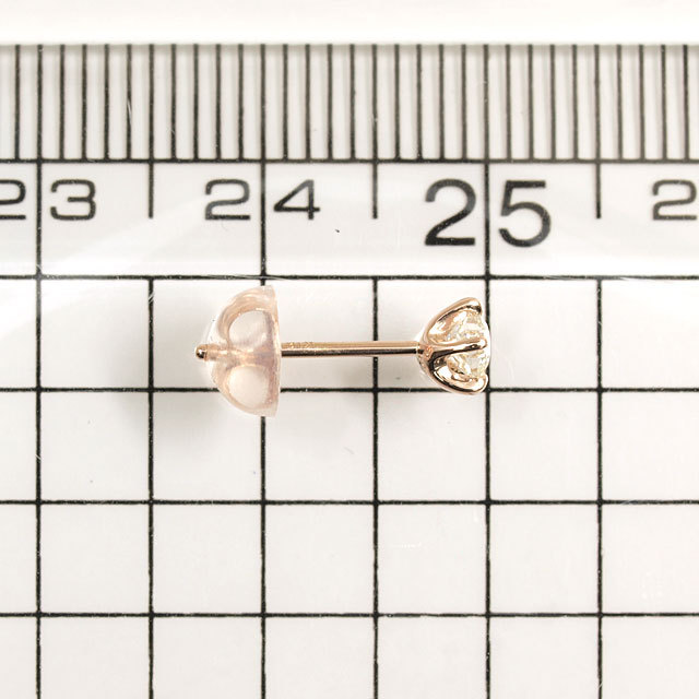 天然ダイヤモンド 0.117ct, Lカラー, SI2 片耳用ピアス 18金ピンク