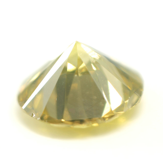 イエローダイヤモンド(トリーテッド) ルース(裸石) 0.067ct, Fancy Deep Greenish Yellow (treated),  SI-1 【 蛍光性はグリーン系 】【 中央宝石研究所ソーティング袋付 】