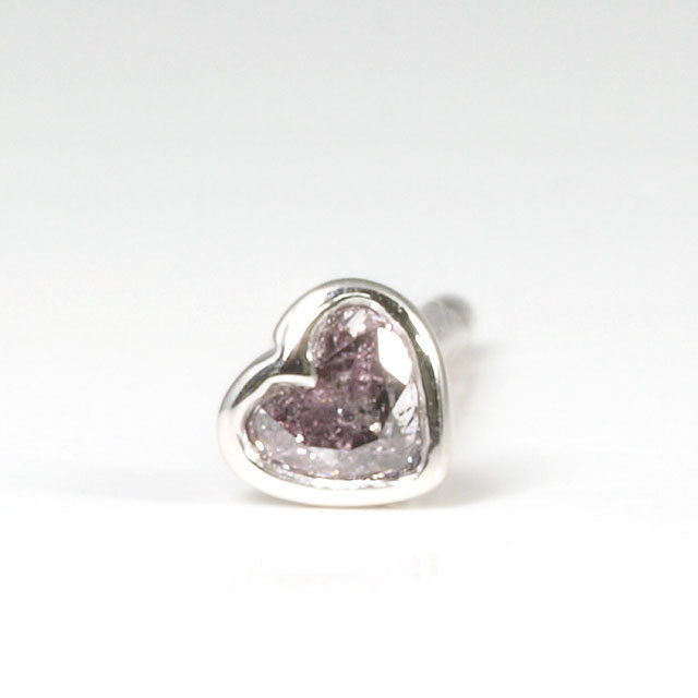 ハートシェイプ ピンクダイヤモンド 片耳用ピアス Pt900 0.041ct