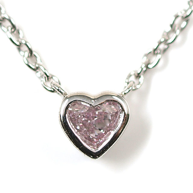 ハートシェイプ ピンクダイヤモンド ペンダントネックレス Pt900/Pt850  