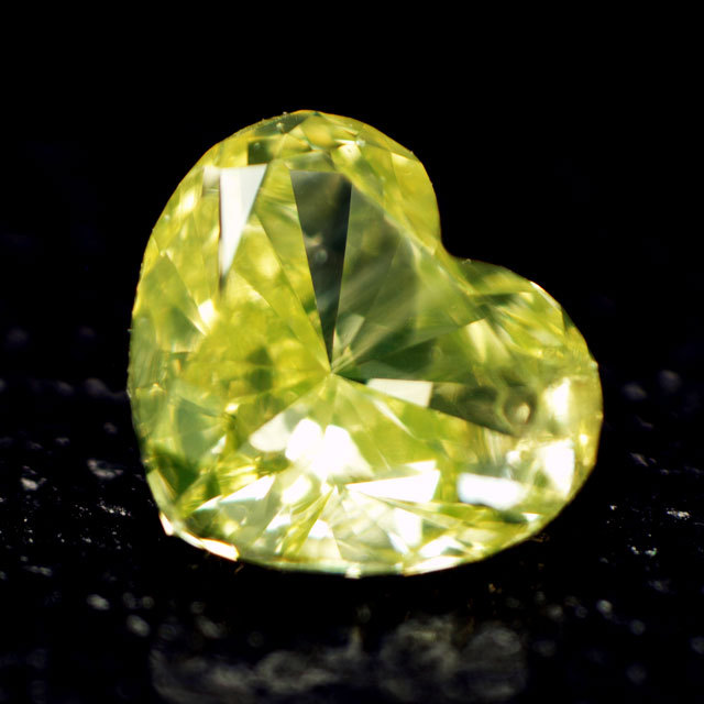 天然イエローダイヤモンド ルース(裸石) 0.139ct, ファンシー・グリー 
