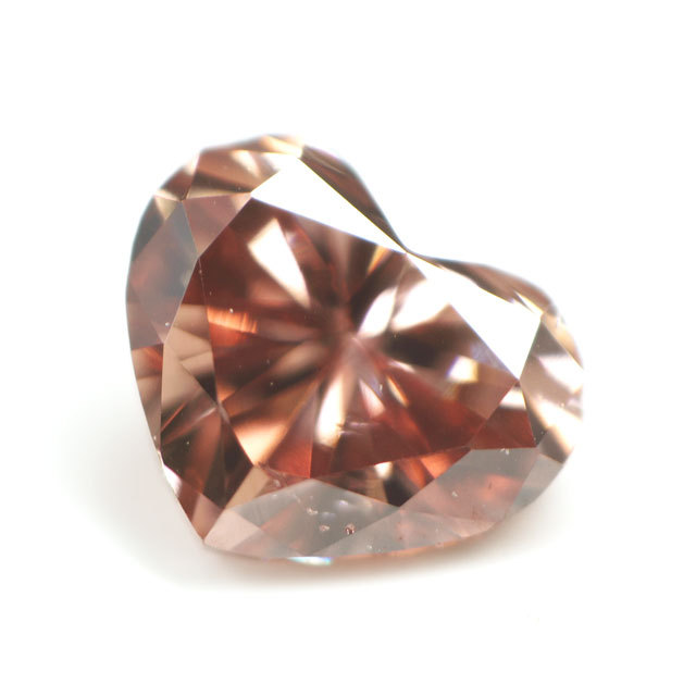 天然ピンクダイヤモンド ルース(裸石) 0.097ct, ファンシー・ディープ・オレンジー・ピンク, SI-1, ハートシェイプ 【 中央宝石研究所ソーティング袋付 】 【 送料無料 】