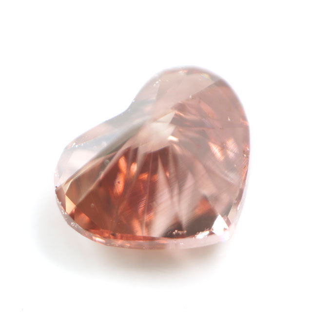 天然ピンクダイヤモンド ルース(裸石) 0.097ct, ファンシー・ディープ・オレンジー・ピンク, SI-1, ハートシェイプ 【 中央宝石研究所ソーティング袋付 】 【 送料無料 】