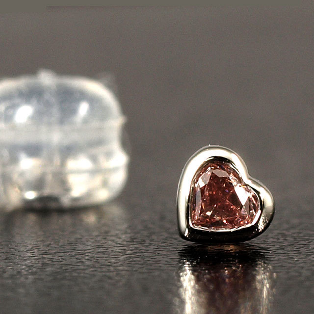 ハートシェイプ ピンクダイヤモンド 片耳用ピアス Pt900 0.060ct
