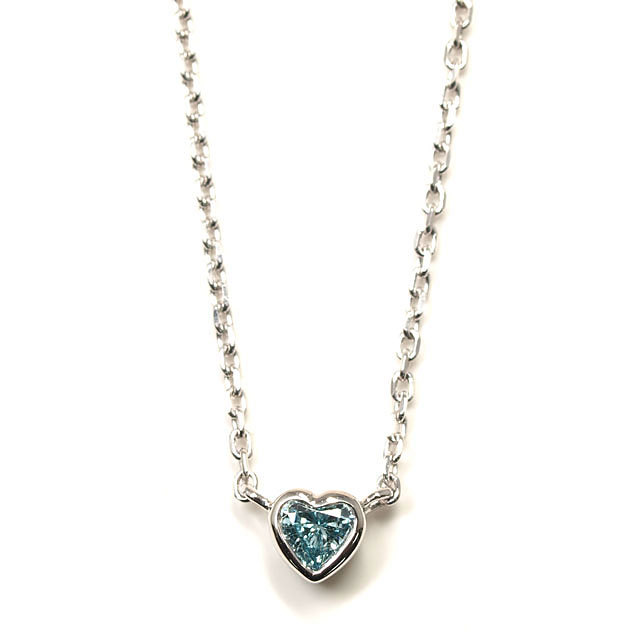 ハートシェイプ ブルーダイヤモンド (トリートメント) ペンダント  