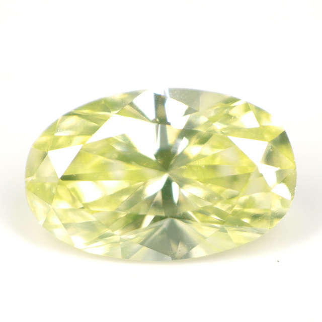 天然イエローダイヤモンド ルース(裸石) 0.122ct, ファンシー・グリー 