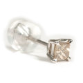 天然ブラウンダイヤモンド 片耳用ピアス ( シングルピアス ) 0.125ct, Fancy Light Brown (ファンシー・ライト・ブラウン), VS-1, プリンセスカット, Pt900 (プラチナ900) 【 送料無料 】