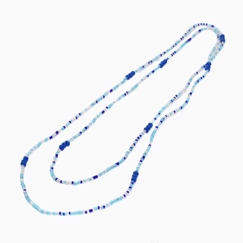 【クリックポスト対応】ベネチアがラス ビーズ ロングネックレス ブルー 120cm 0012-VN13